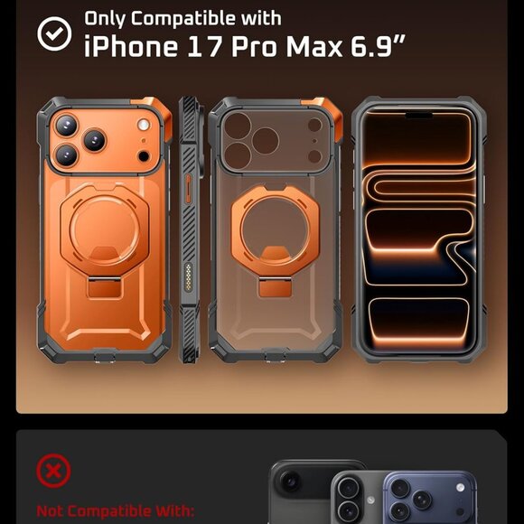 iPhone 17 Pro Max Case Kickstand Unicorn Beetle Camera Cover Magsafe-Coral-Sold - Picture 5 of 12